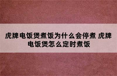 虎牌电饭煲煮饭为什么会停煮 虎牌电饭煲怎么定时煮饭